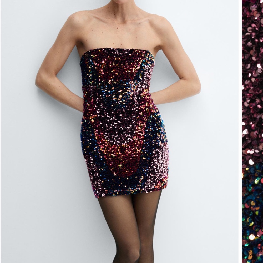 MANGO
Sequin Strapless Minidress